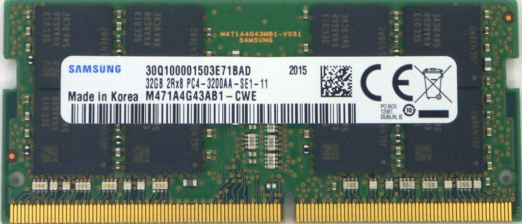 32GB Samsung DDR4 3200MHz PC4-25600 1.2V 2Rx8 260-Pin SODIMM Memory