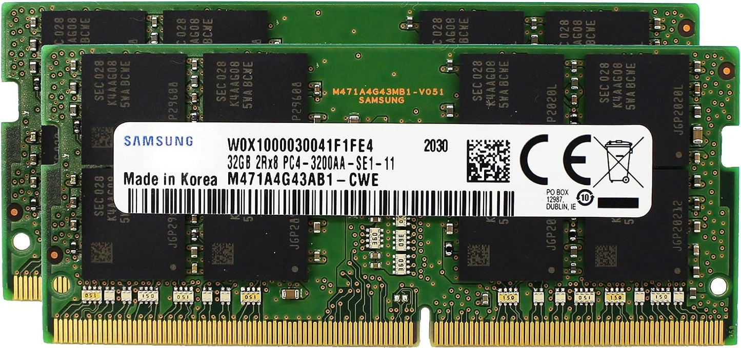 64GB Samsung DDR4 3200MHz PC4-25600 1.2V 2Rx8 260-Pin SODIMM Memory